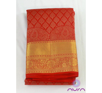 Bridal red saree with golden zari