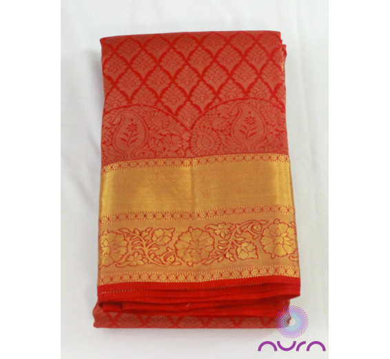 Bridal red saree with golden zari