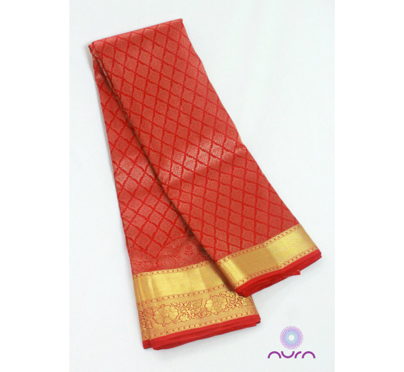 Bridal red saree with golden zari