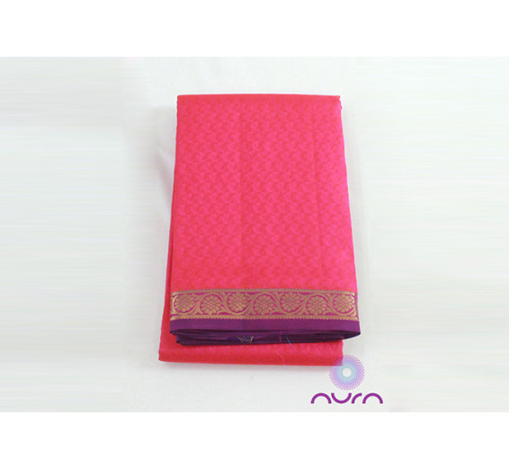  Pink saree with purple border