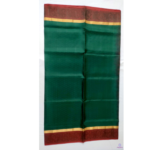 Green Classic Kanchipuram silk saree with Maroon pallu